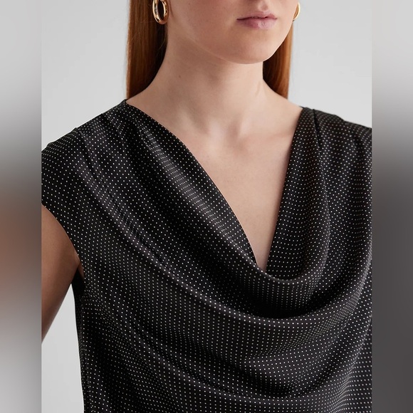 Express Women's Bodysuit Size XS Satin Polka Dot Cowl Neck Gramercy NWT $64 - Picture 2 of 15